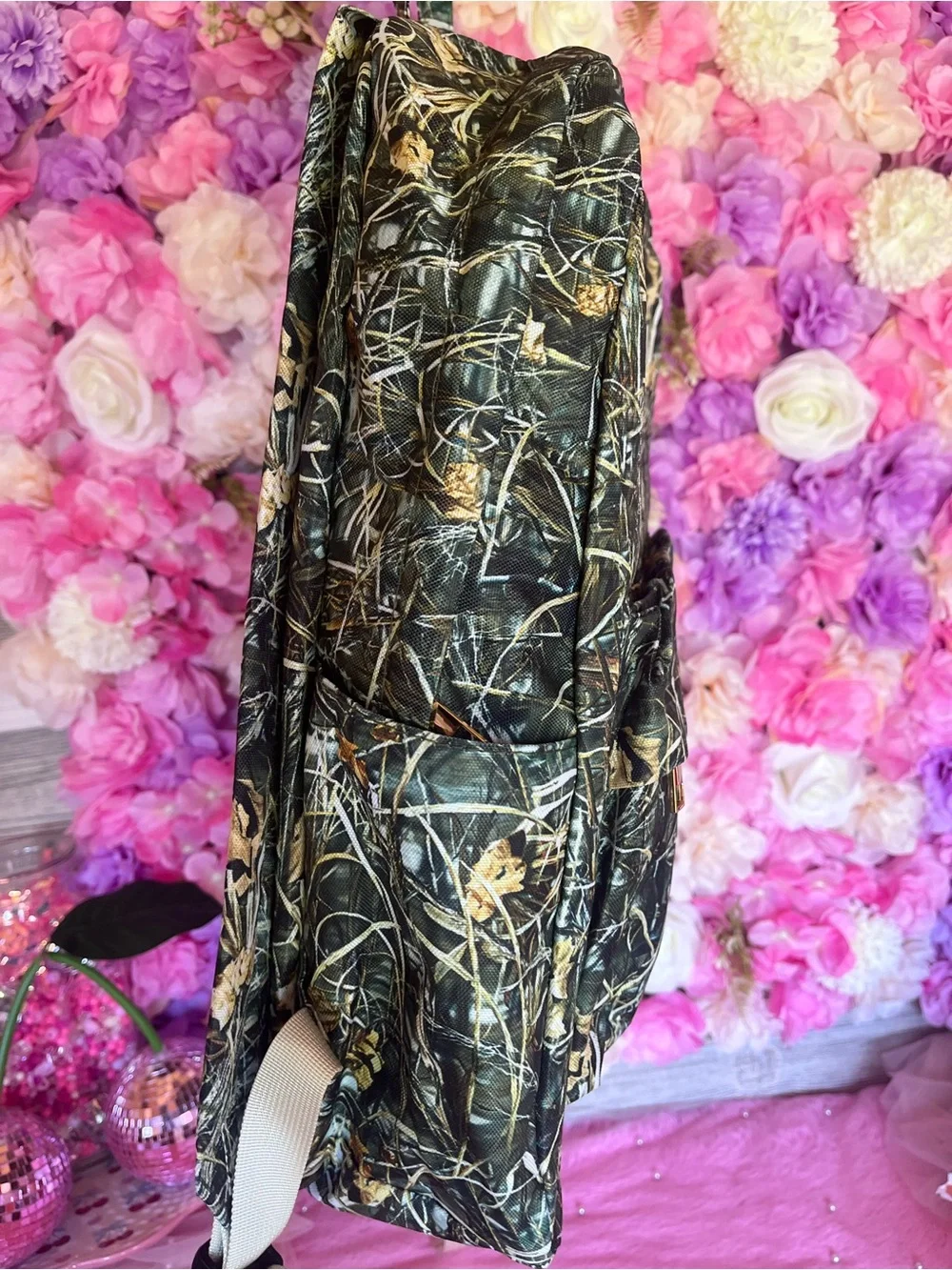 Kids Quilted Camo Print Backpack - Green